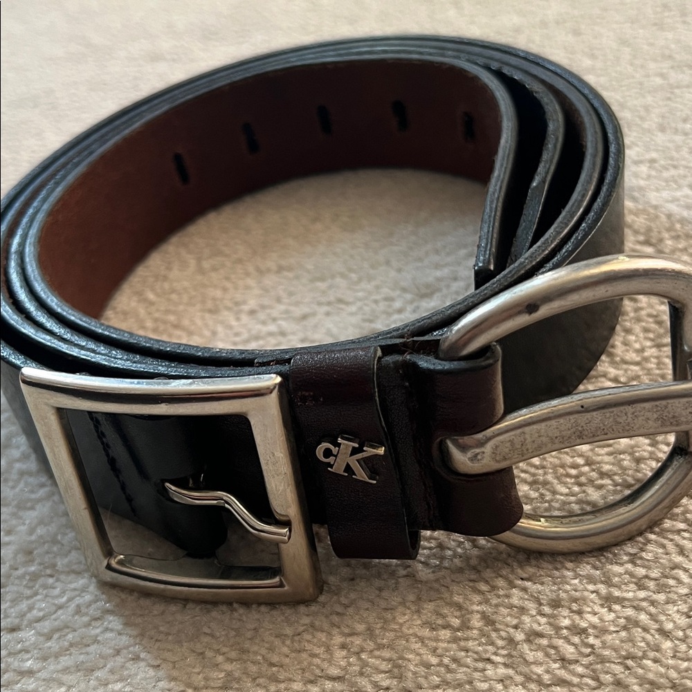 2 X Leather Calvin Klein Black and Brown Leather Belts ❤️